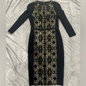 Vintage Ted Baker Gold and Black Dress